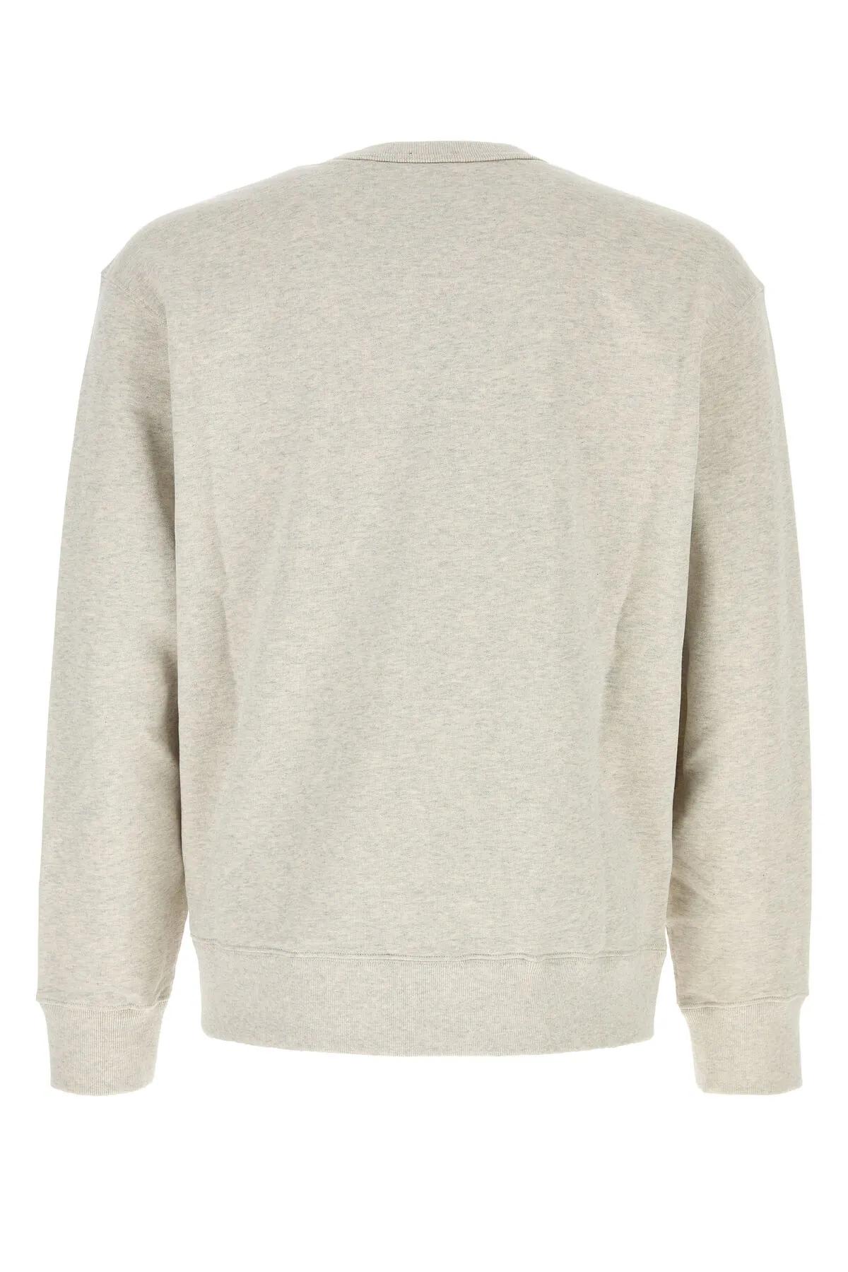 Shop Kenzo Melange Light Grey Cotton Sweatshirt