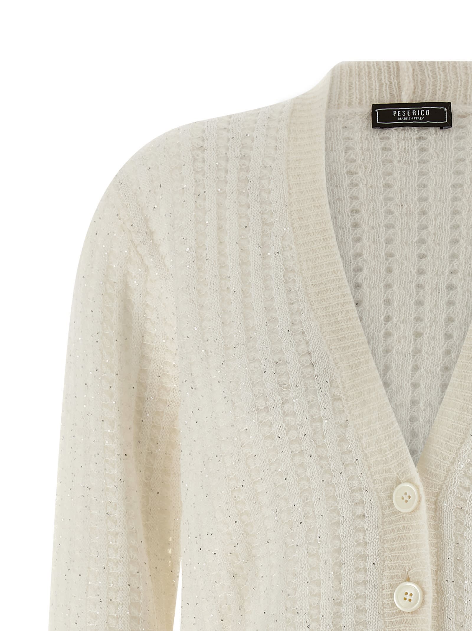 Peserico Tricot Cardigan Sweaters And Cardigans White In Neutral