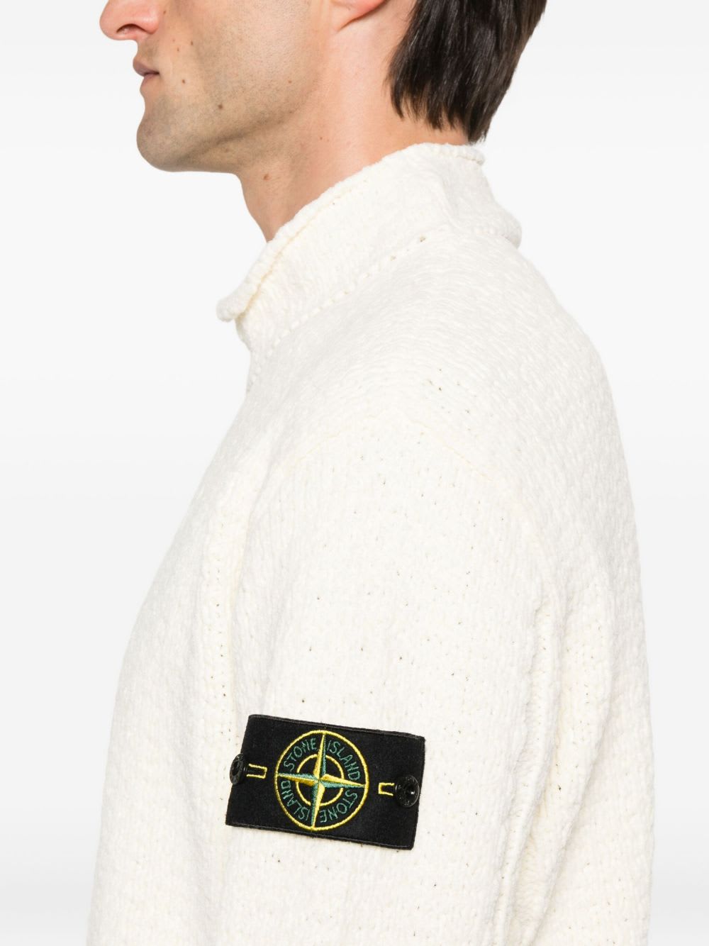 Stone Island Sweater With Compass Application In White