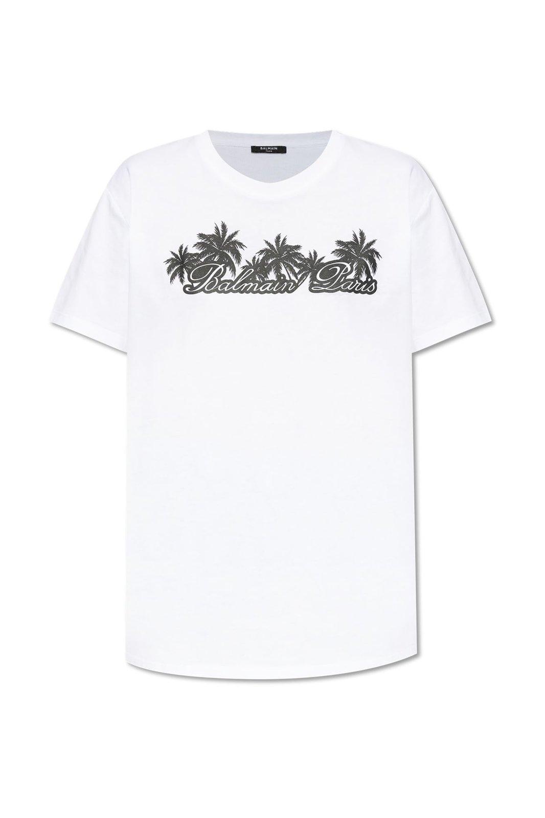 Shop Balmain Signature Printed T-shirt In White