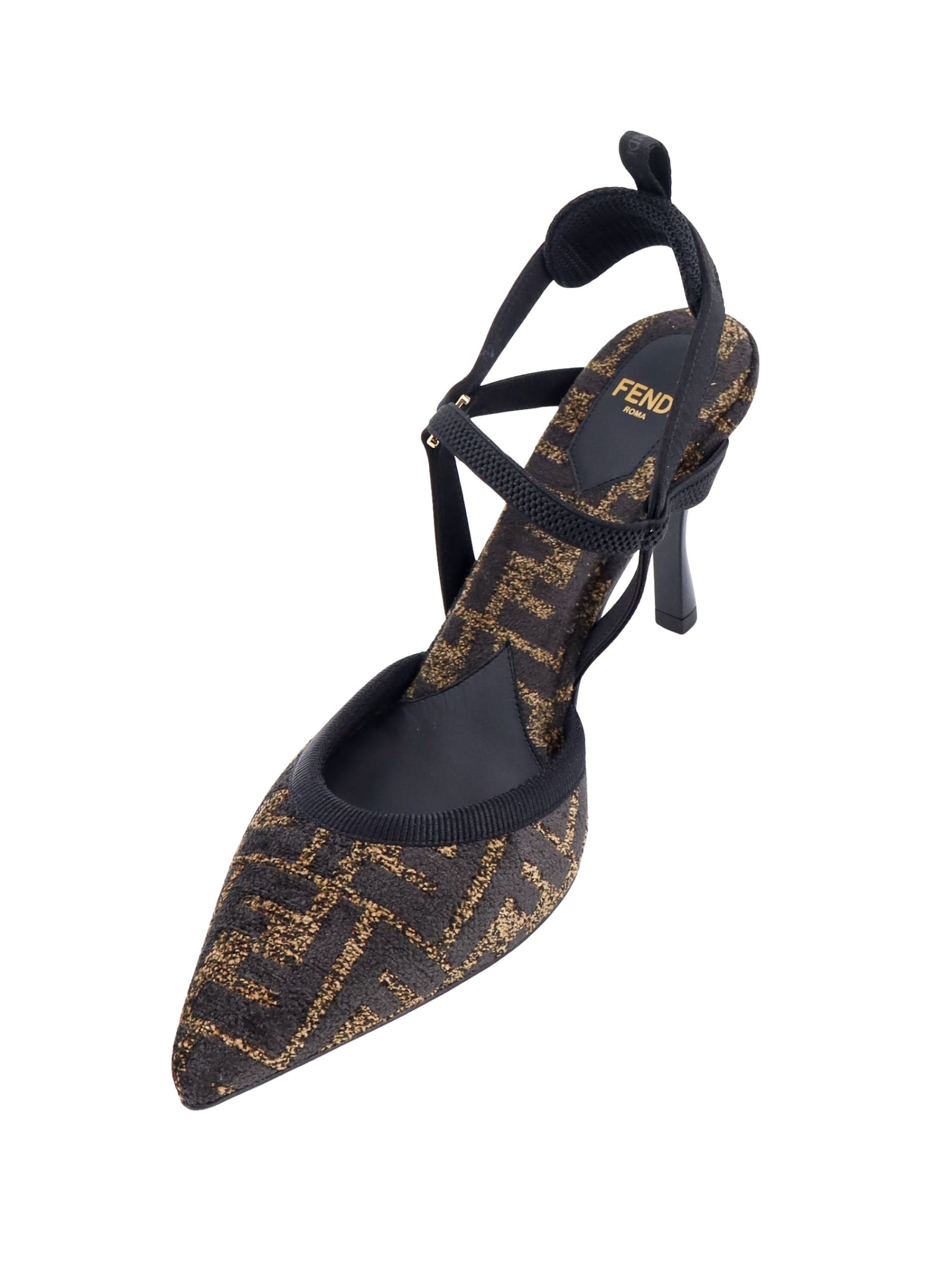 Shop Fendi Colibri Lite Slingback In Nero