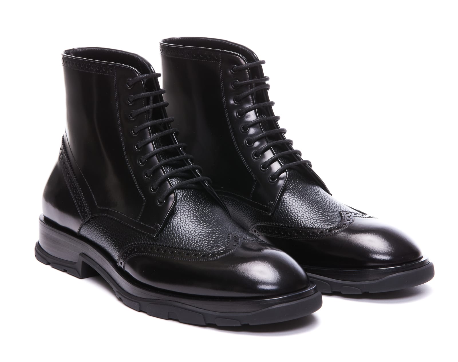 Shop Alexander Mcqueen Lace Up Boots In Black