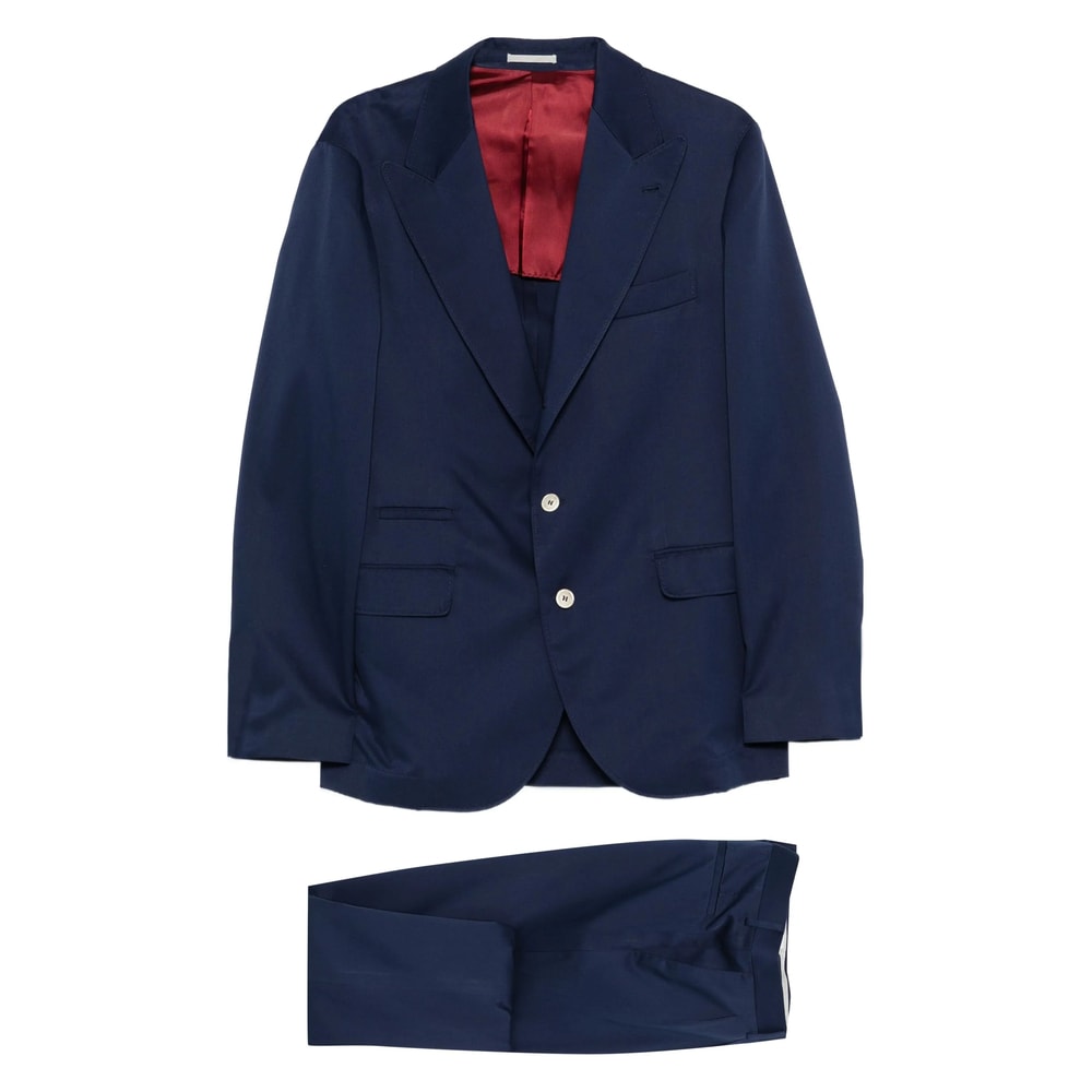 Brunello Cucinelli Wool Single-breasted Suit In Blue