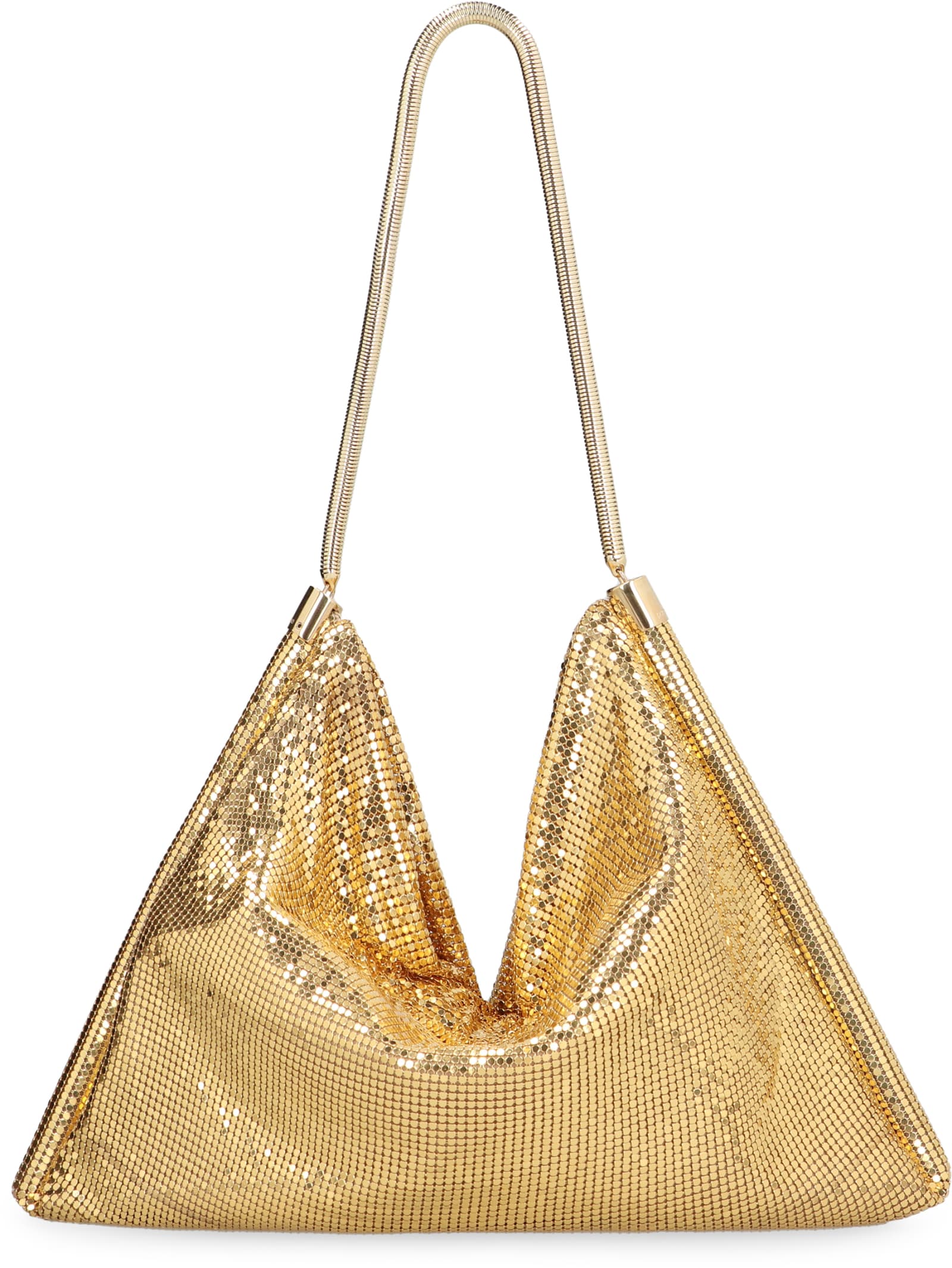 Shop Paco Rabanne Pixel Tube Shoulder Bag In Gold