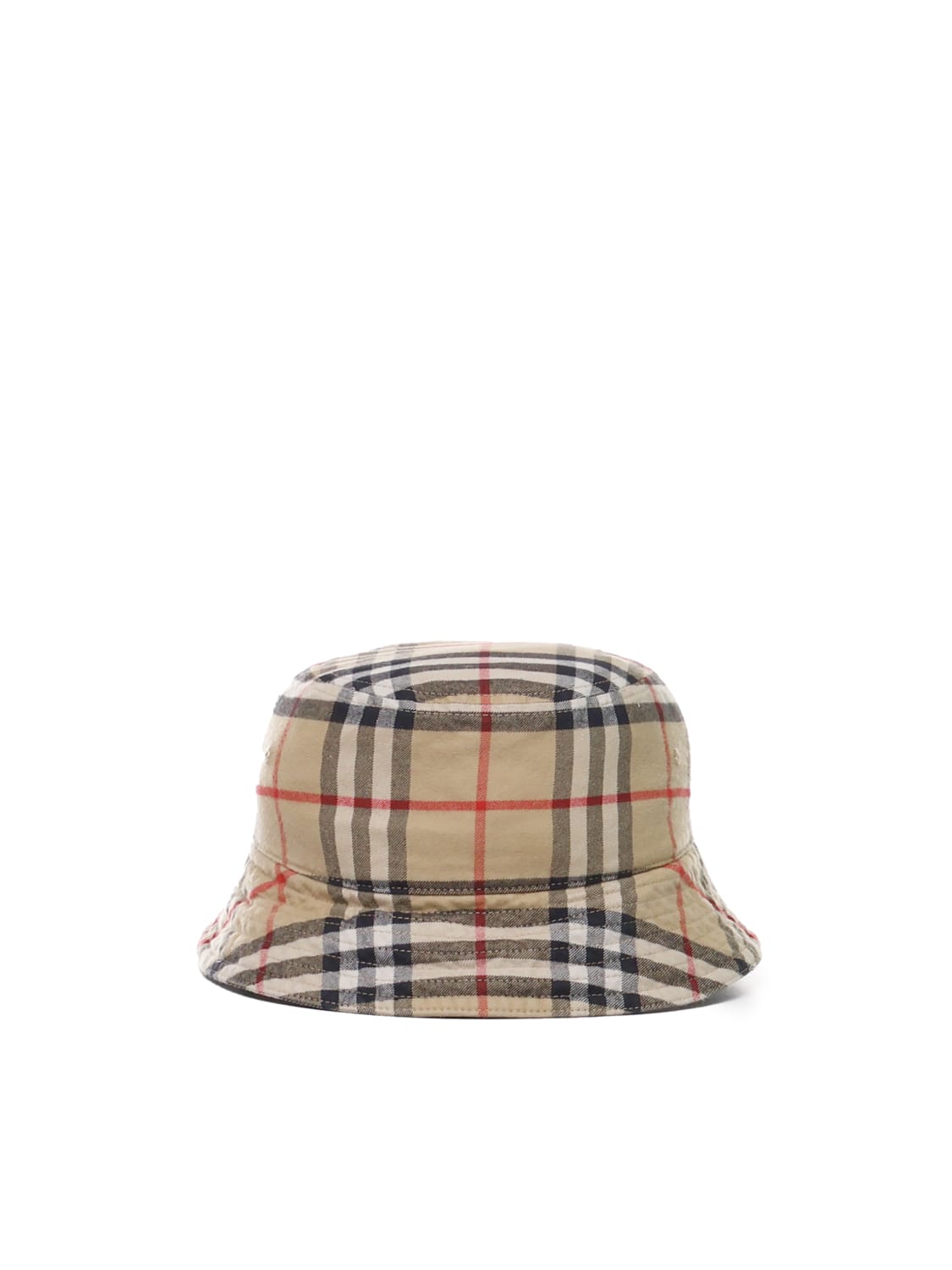 Shop Burberry Vintage Check Bucket Hat In Cotton In Beige