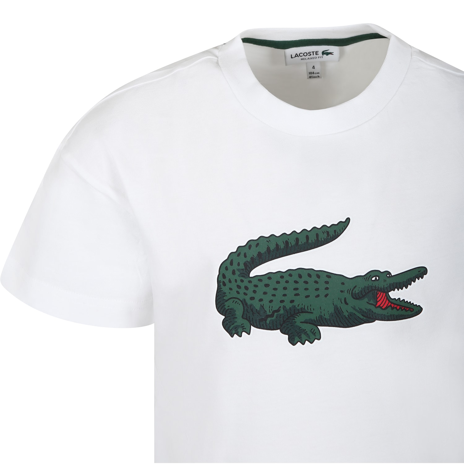 Shop Lacoste White T-shirt For Boy With Crocodile