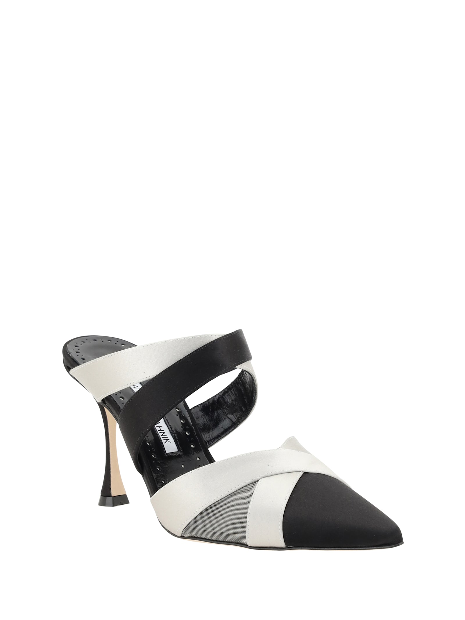 Manolo Blahnik Oyounak Pointed Toe Mules In Blck/mgry