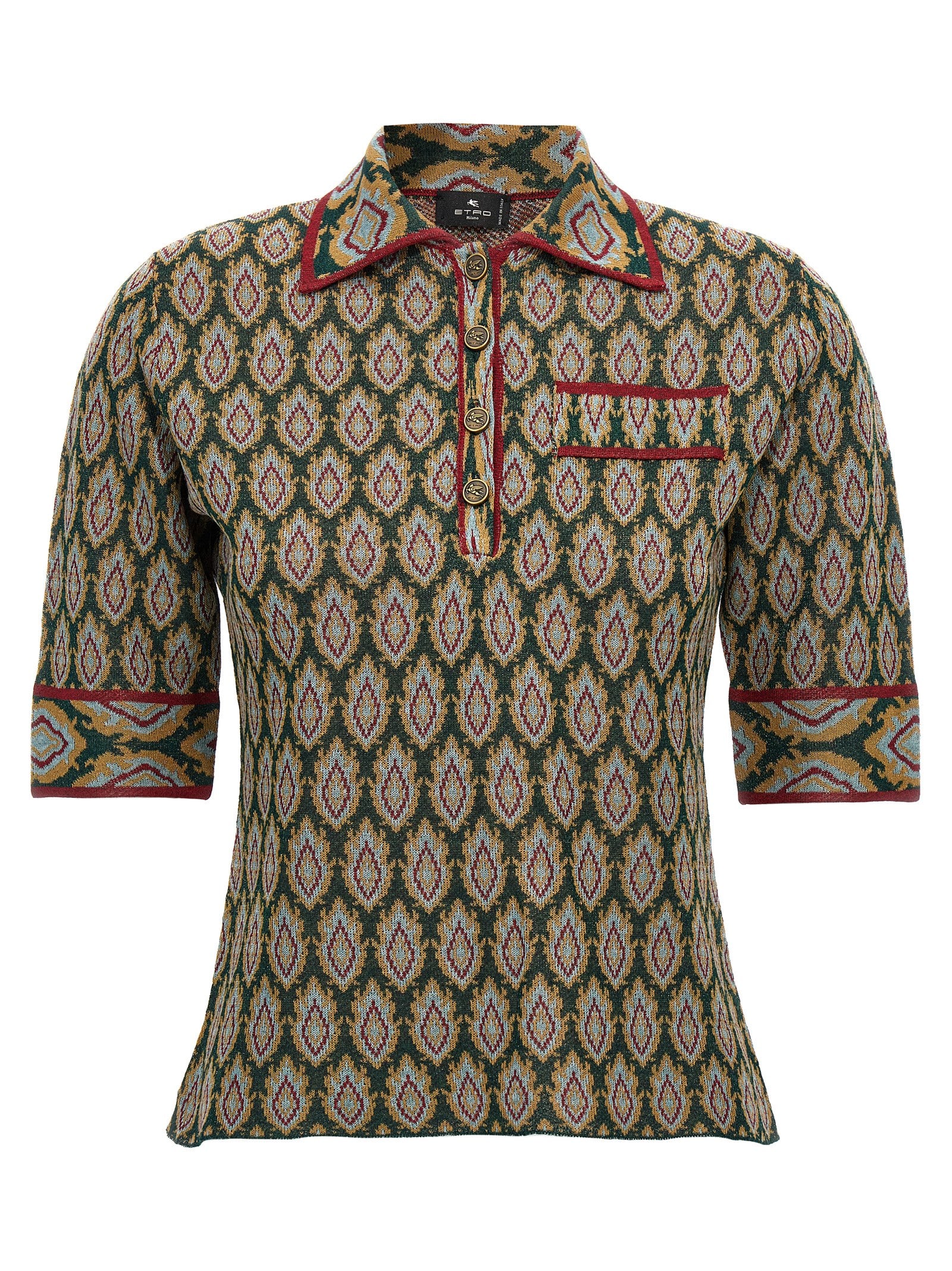 Shop Etro Jacquard Polo Shirt In Multicolor