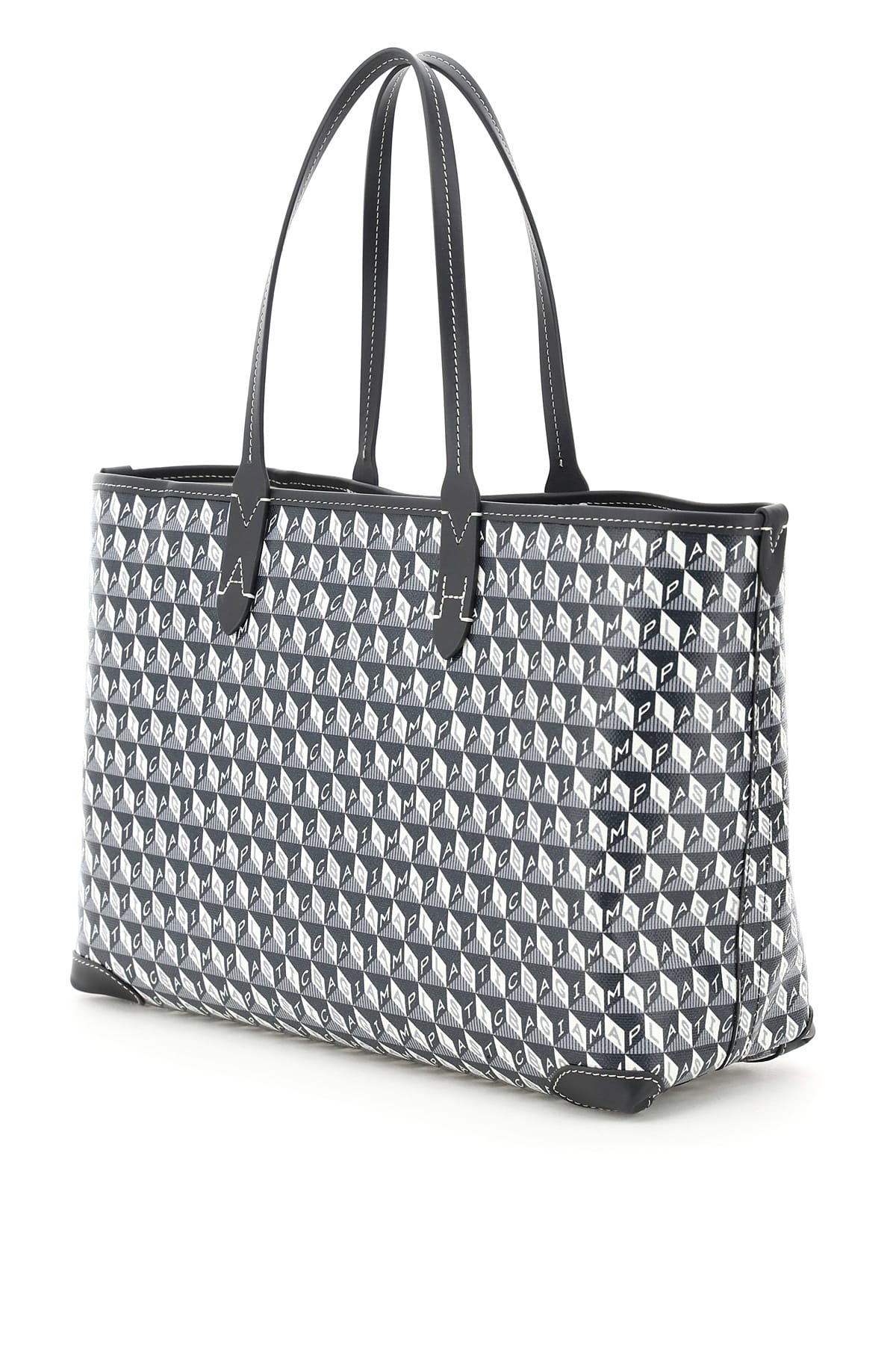 Shop Anya Hindmarch I Am A Plastic Bag Small Tote Bag In Charcoal (white)