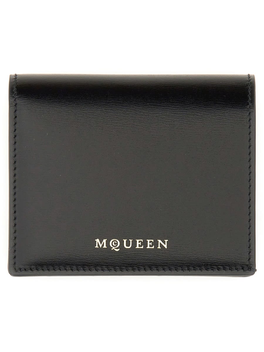 Alexander Mcqueen Logo Snap Button Cardholder Slots In Black