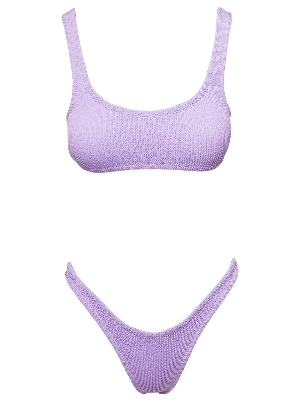 Shop Reina Olga Ginny Lilac Bandeau Style Bikini Set With High-waisted Bottoms In Polyamide Woman In Violet
