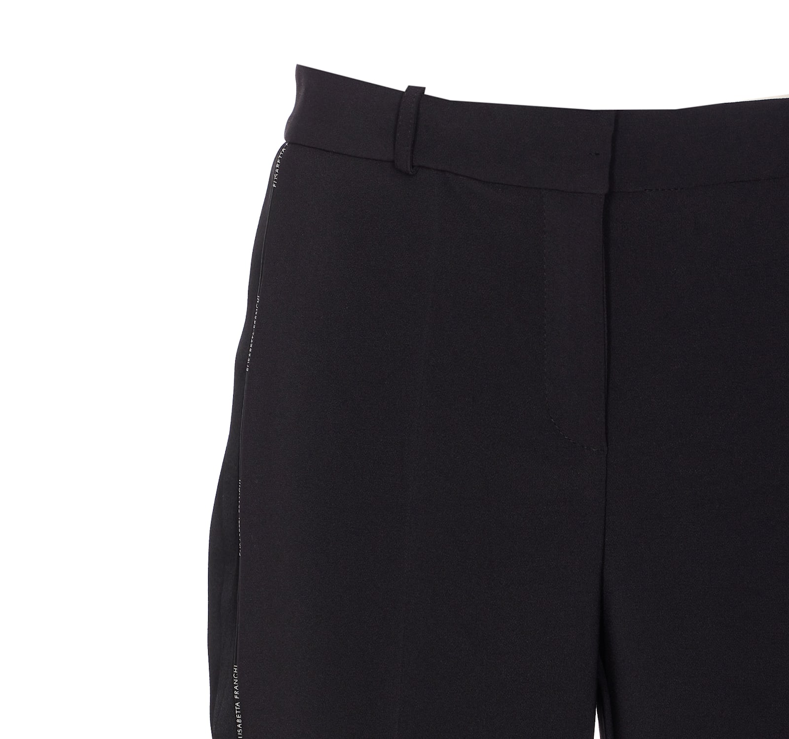 Elisabetta Franchi Light Crepe Trousers With Tuxedo Detail In Black