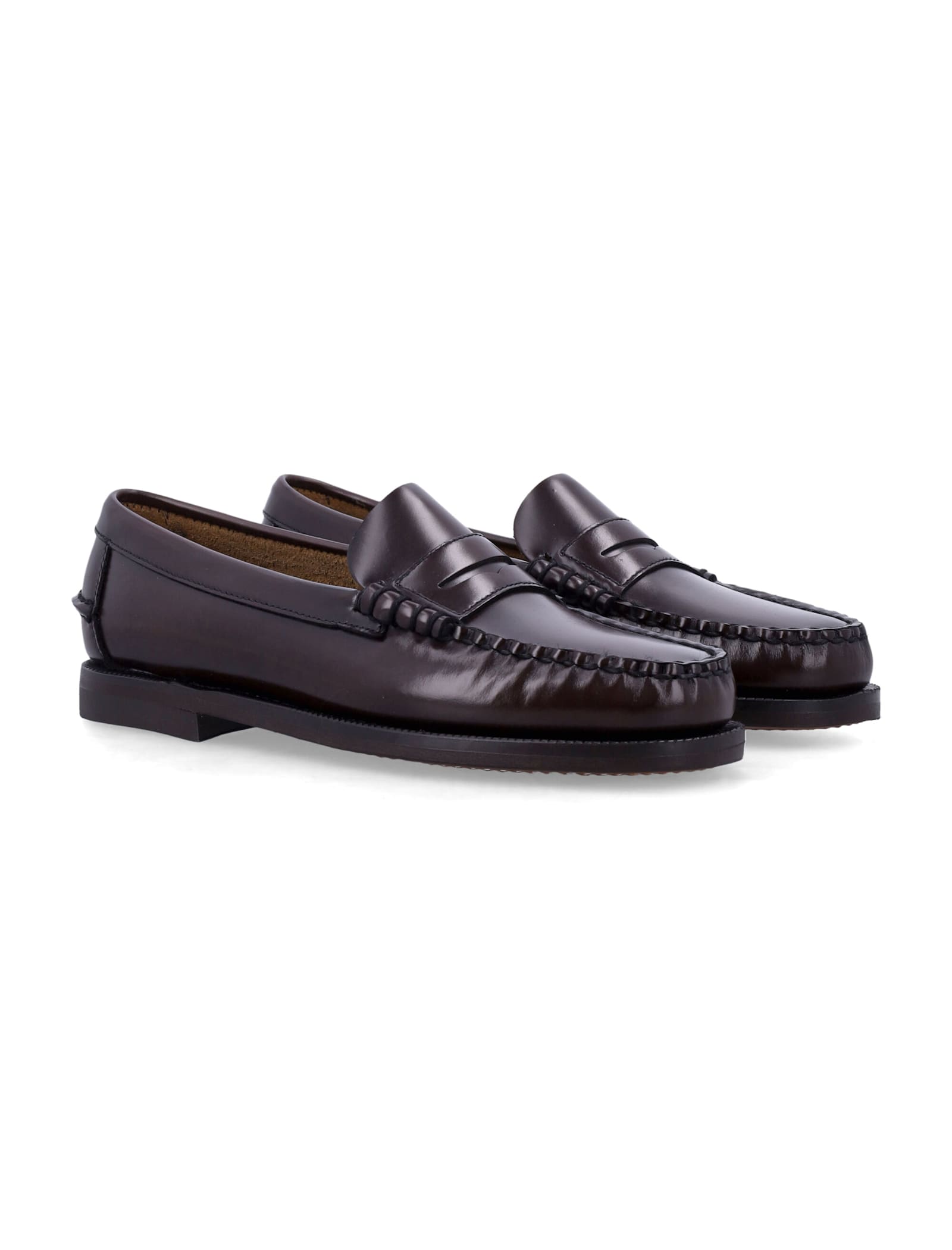 Sebago Classic Dan Brushed Leather Loafers In Burgundy