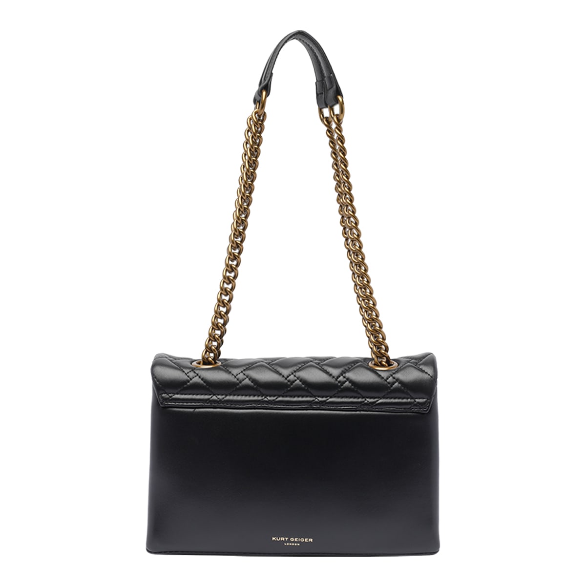 Kurt Geiger Quilted Calf Leather Shoulder Bag With Gold-tone Clasp In Black