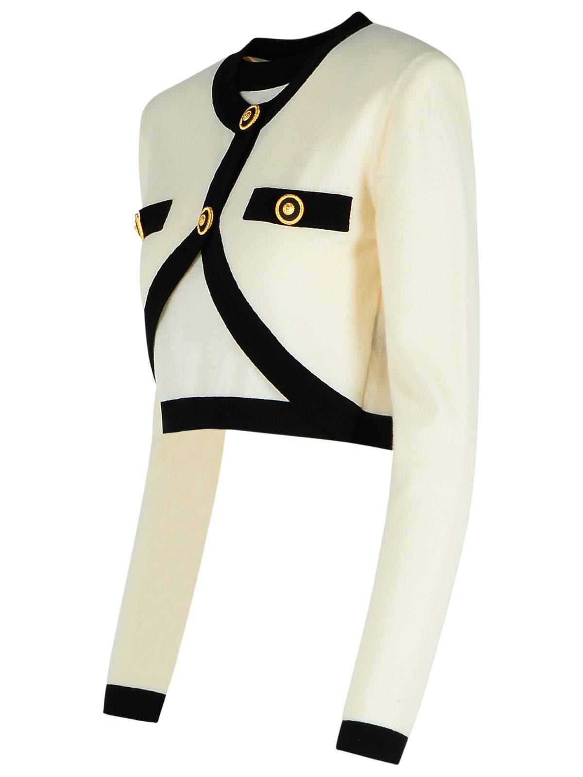 Balmain Wool Blend Cropped Cardigan In Cream