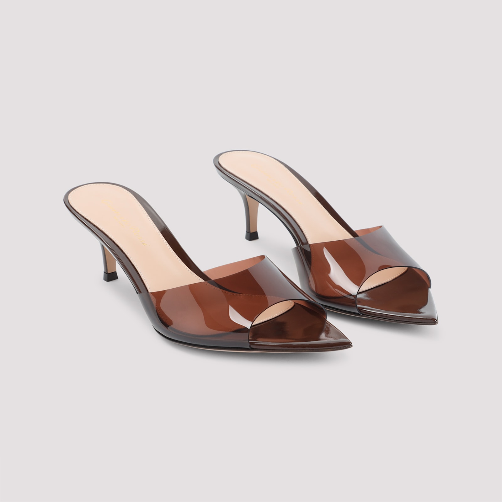 Gianvito Rossi Pointed Toe Mules With Semi-sheer Strap
