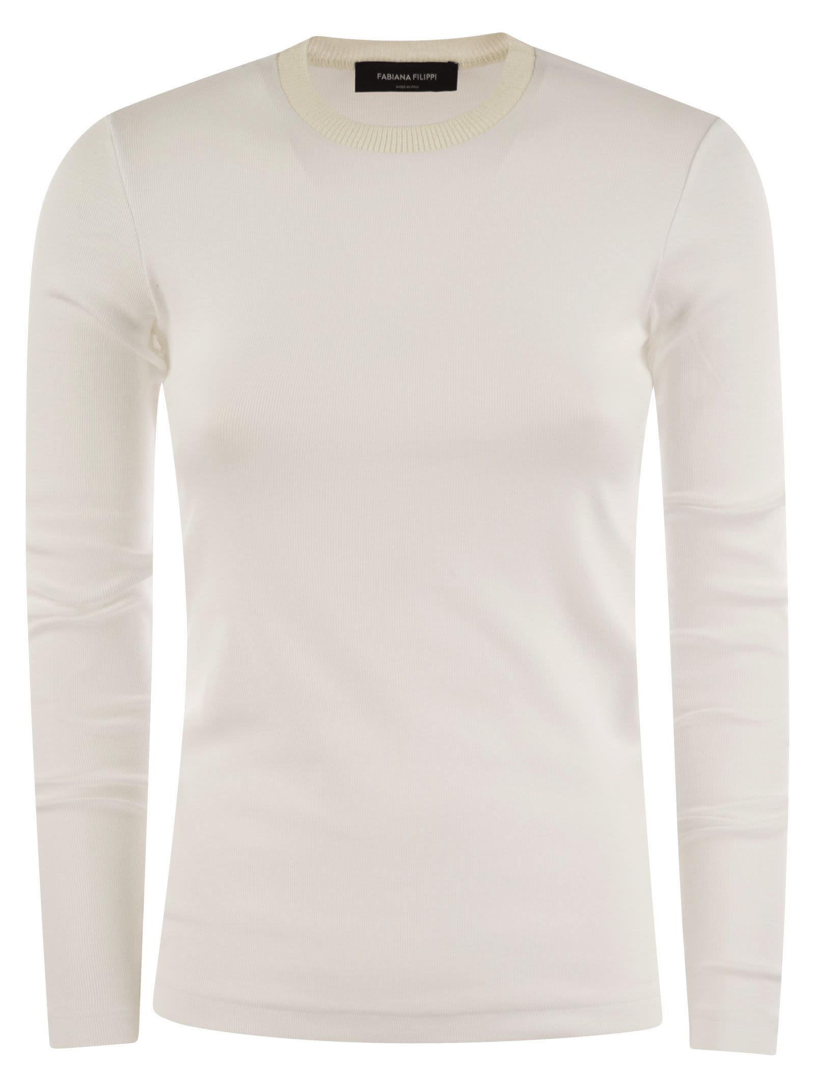 Fabiana Filippi Long-sleeved T-shirt In Jersey In Neutral