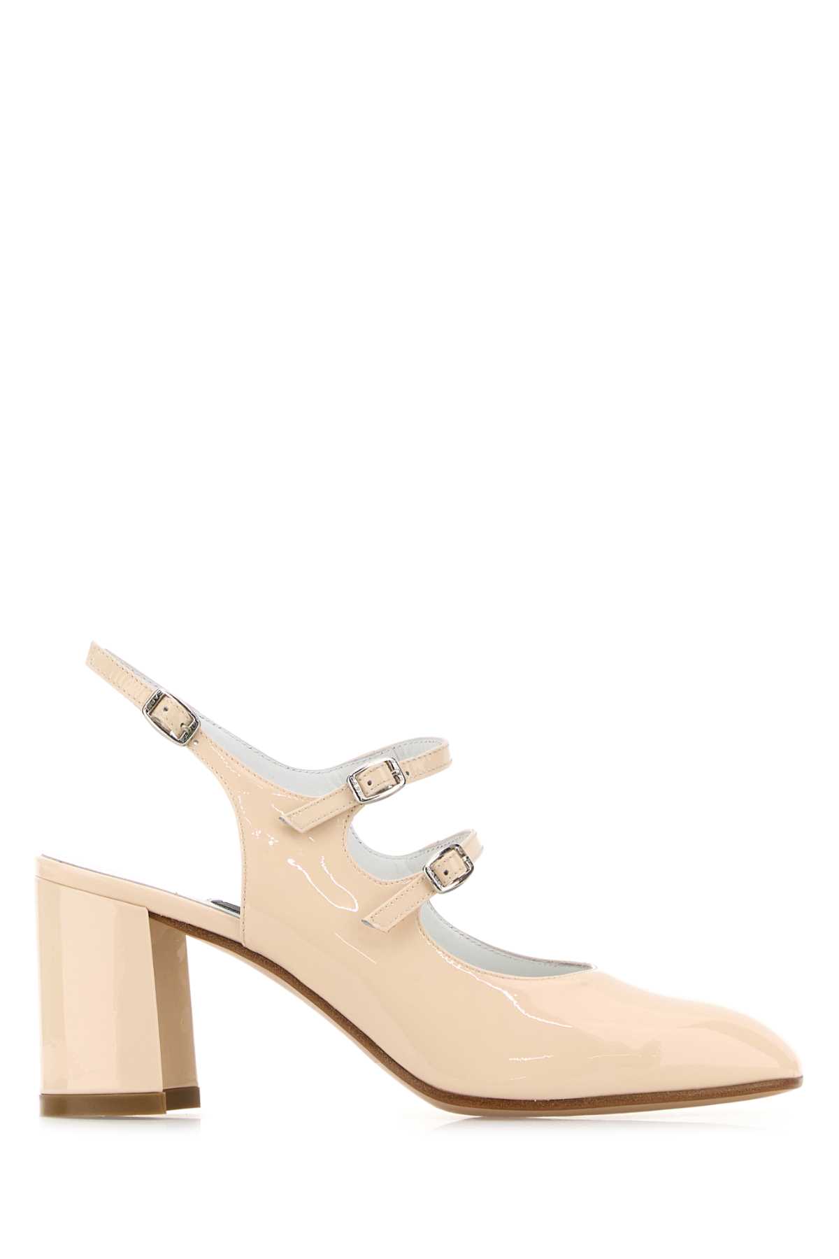 Beige Leather Banana Pumps