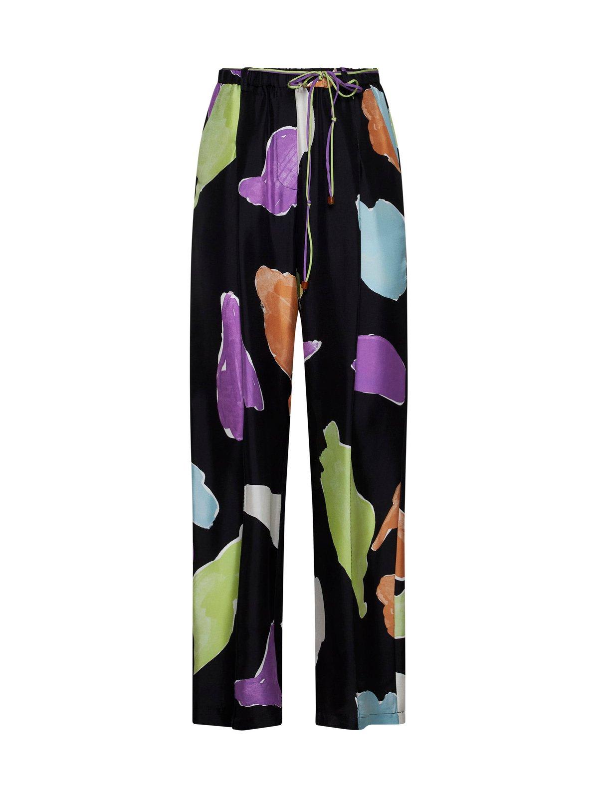 Drawstring All-over Patterned Trousers