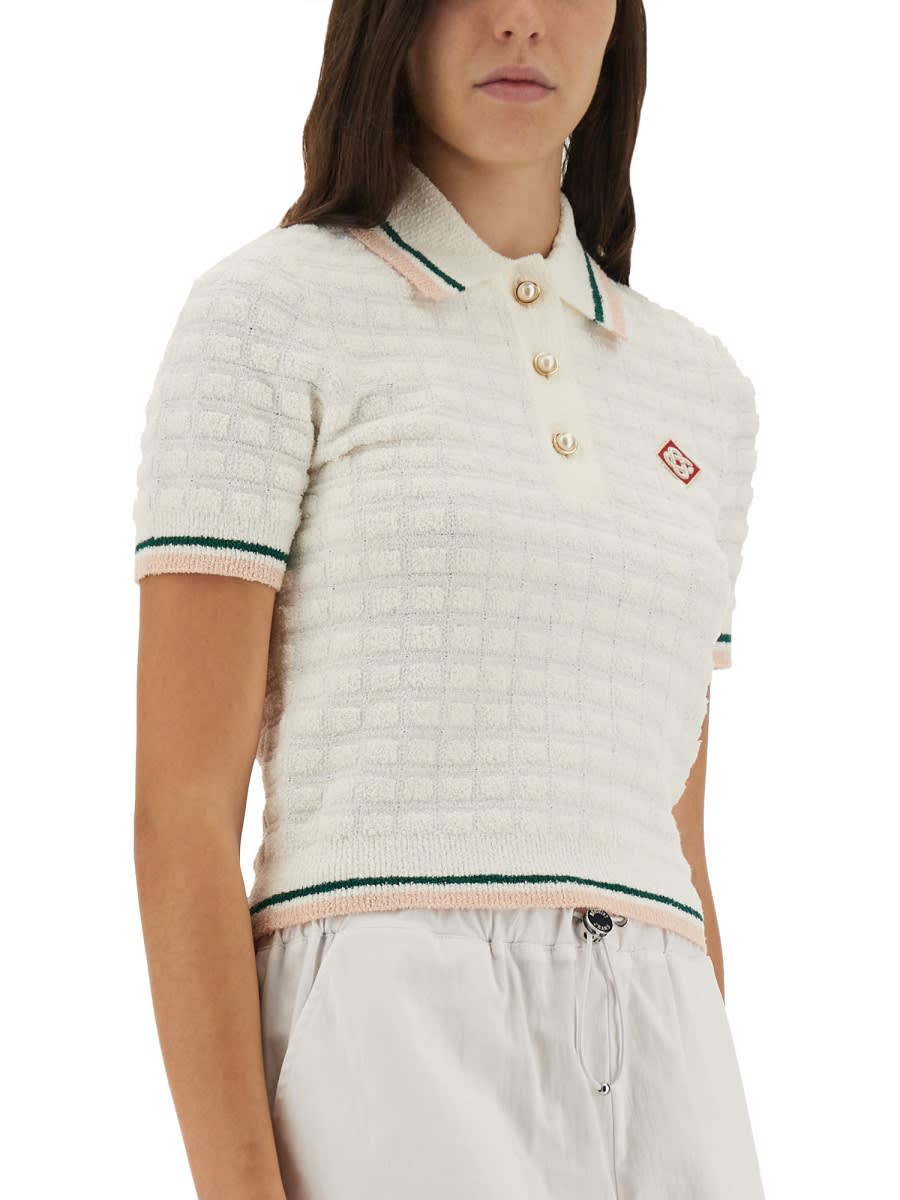 Casablanca White Cotton Nylon Polo Shirts In White