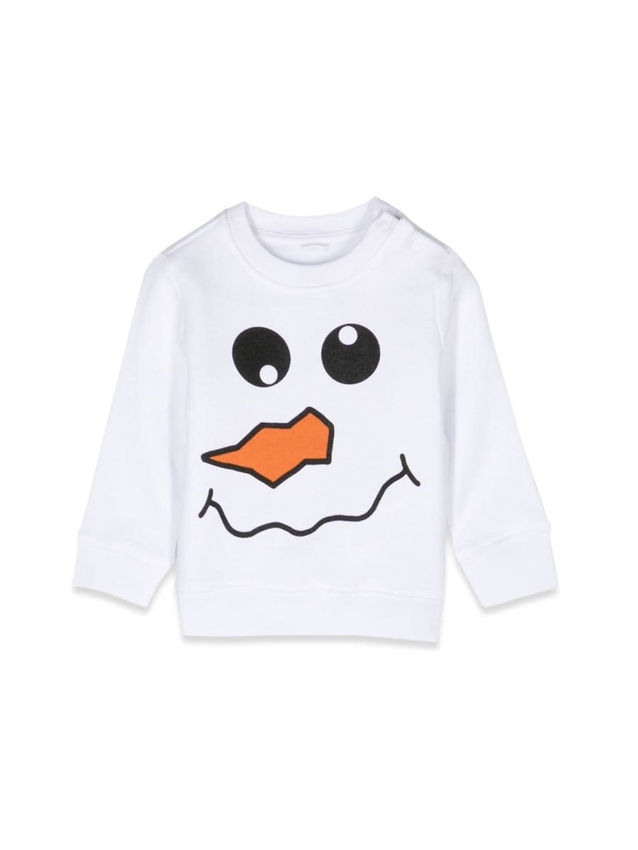 Stella Mccartney White Sweatshirt For Baby Boy With Snowman In White