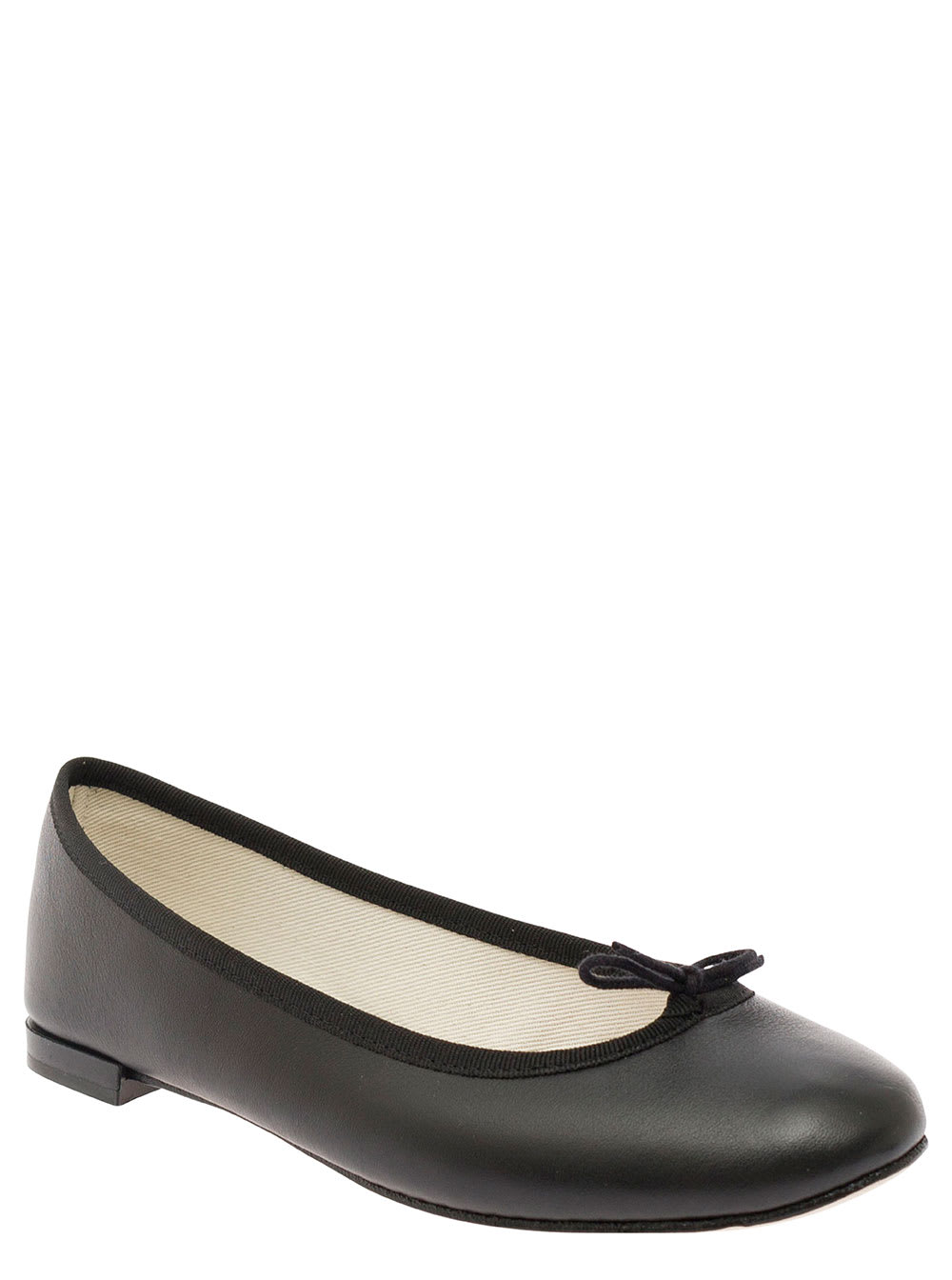 Shop Repetto Cendrillon Black Ballet Flats With Bow Detail In Smooth Leather Woman