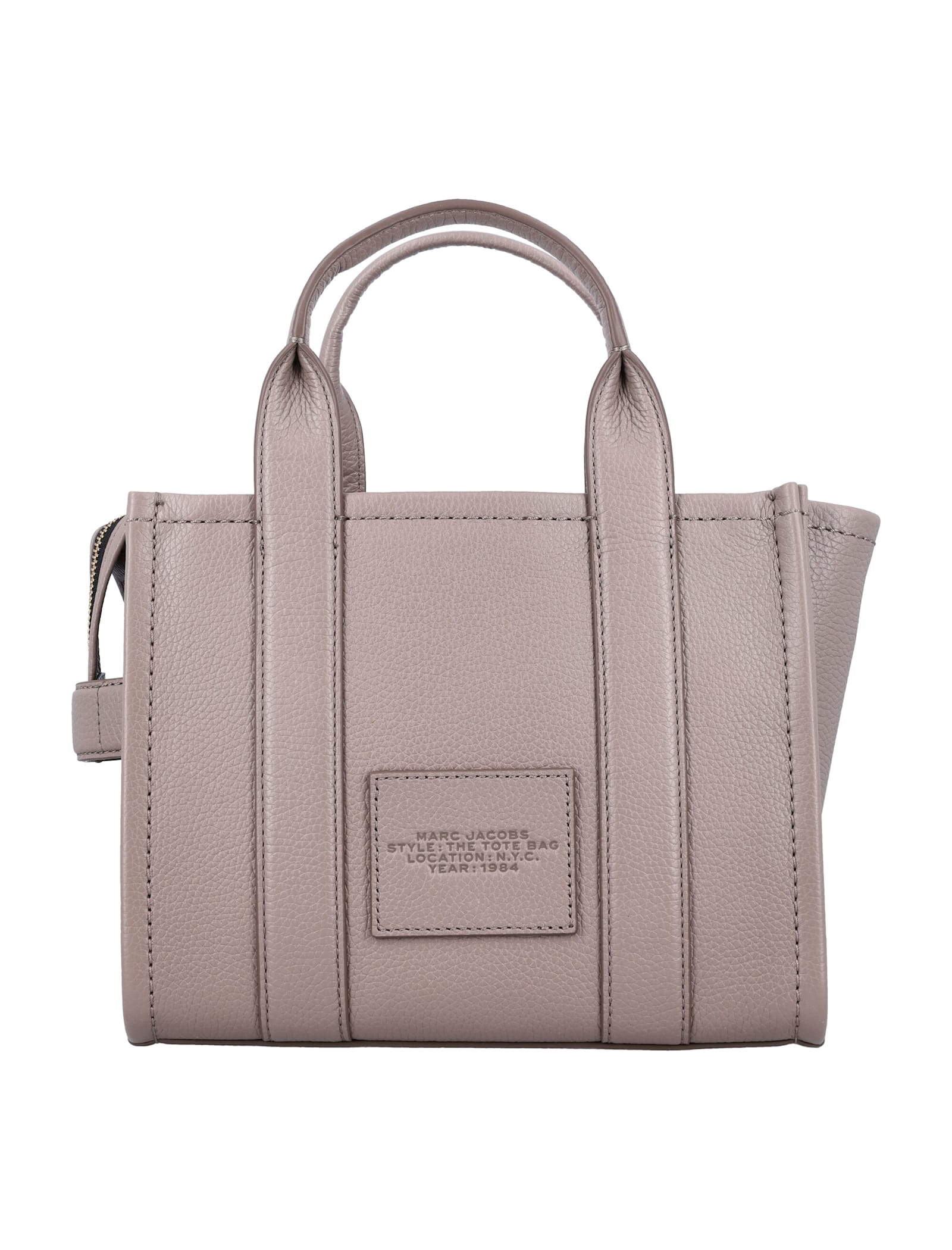 Shop Marc Jacobs The Mini Tote Leather Bag In Cement