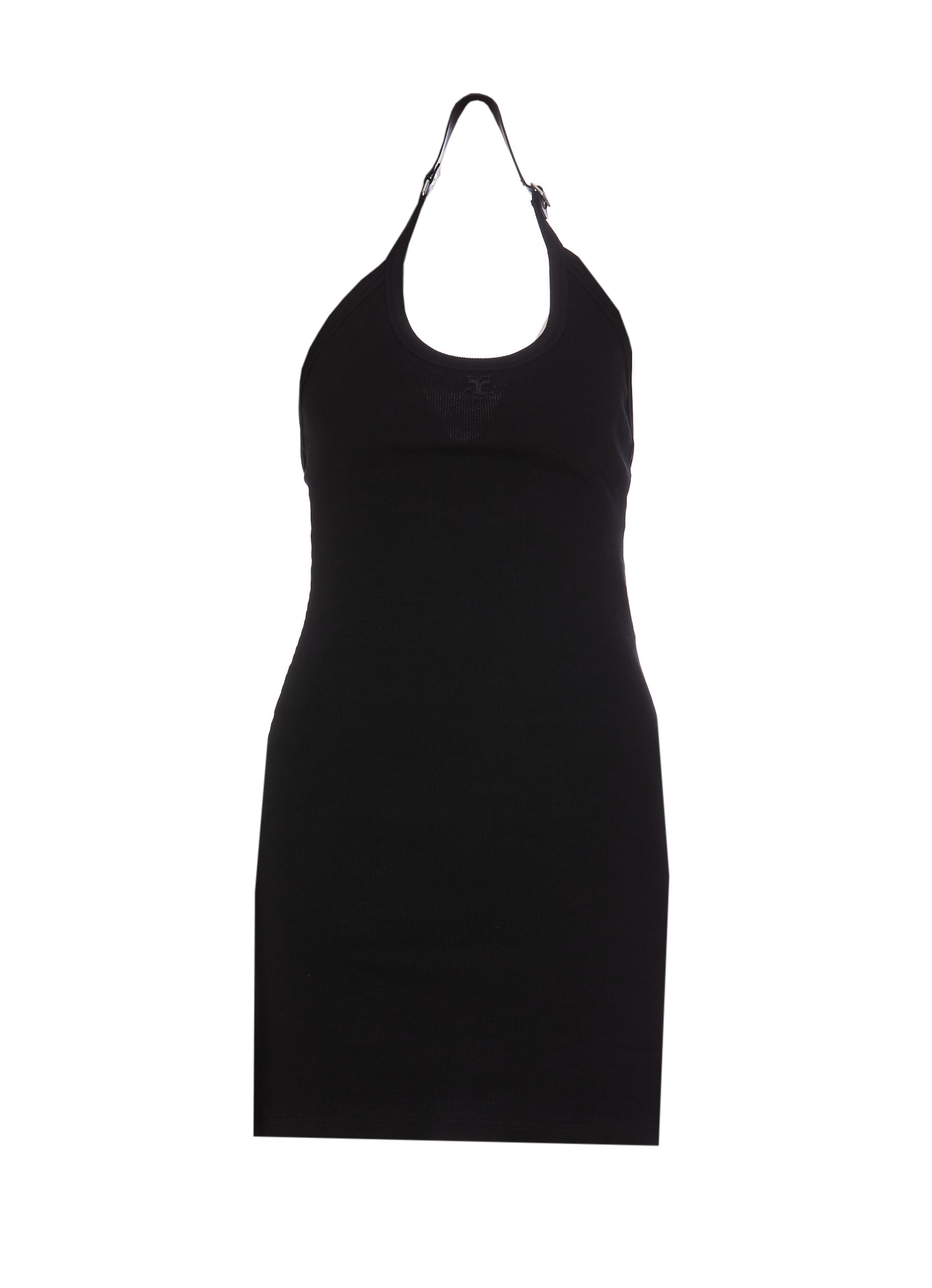 Shop Courrèges Logo Knit Dress In Black