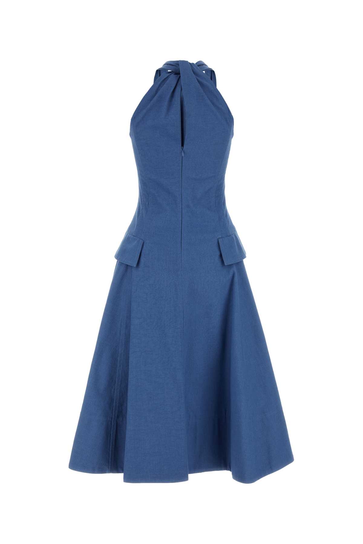 Shop Bottega Veneta Cerulean Blue Cotton Dress In Lightblue