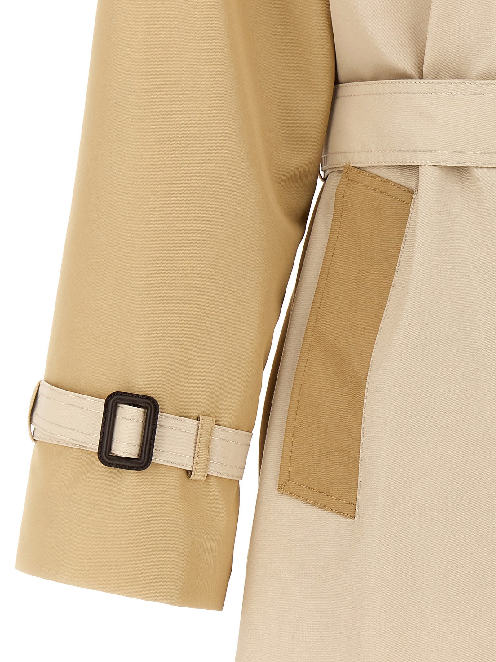Weekend Max Mara Trench Coat Belted Contrast Collar In Gray