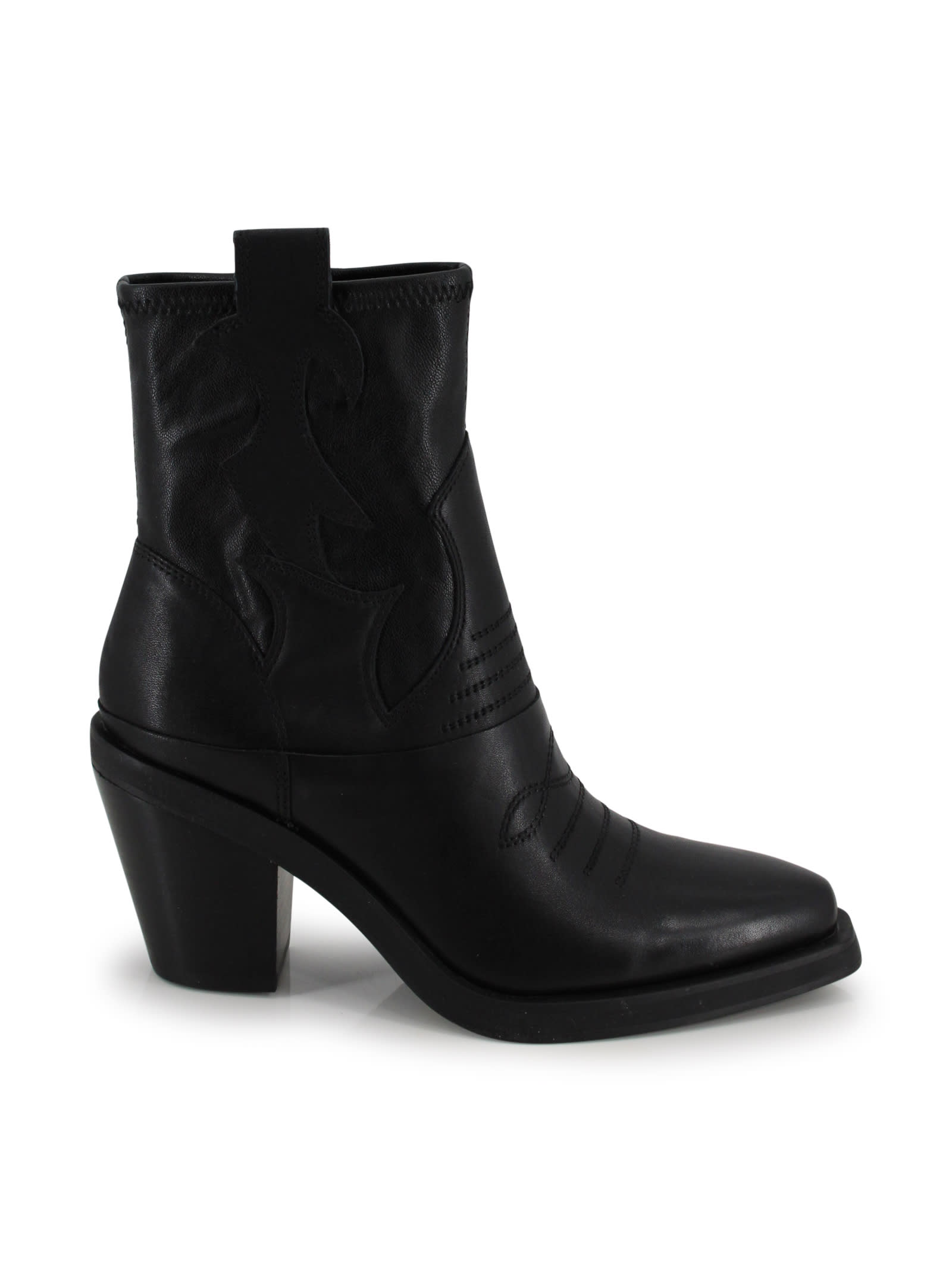 Ash Short Black Cowboy Boot In Black