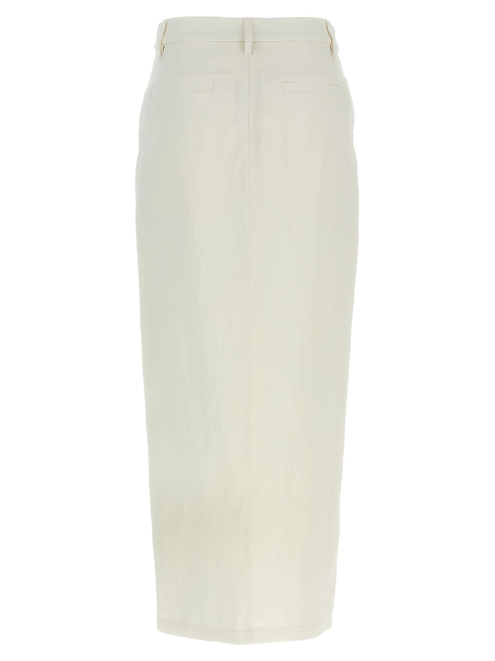 Brunello Cucinelli Midi Length Wrap Skirt With Back Pocket In White