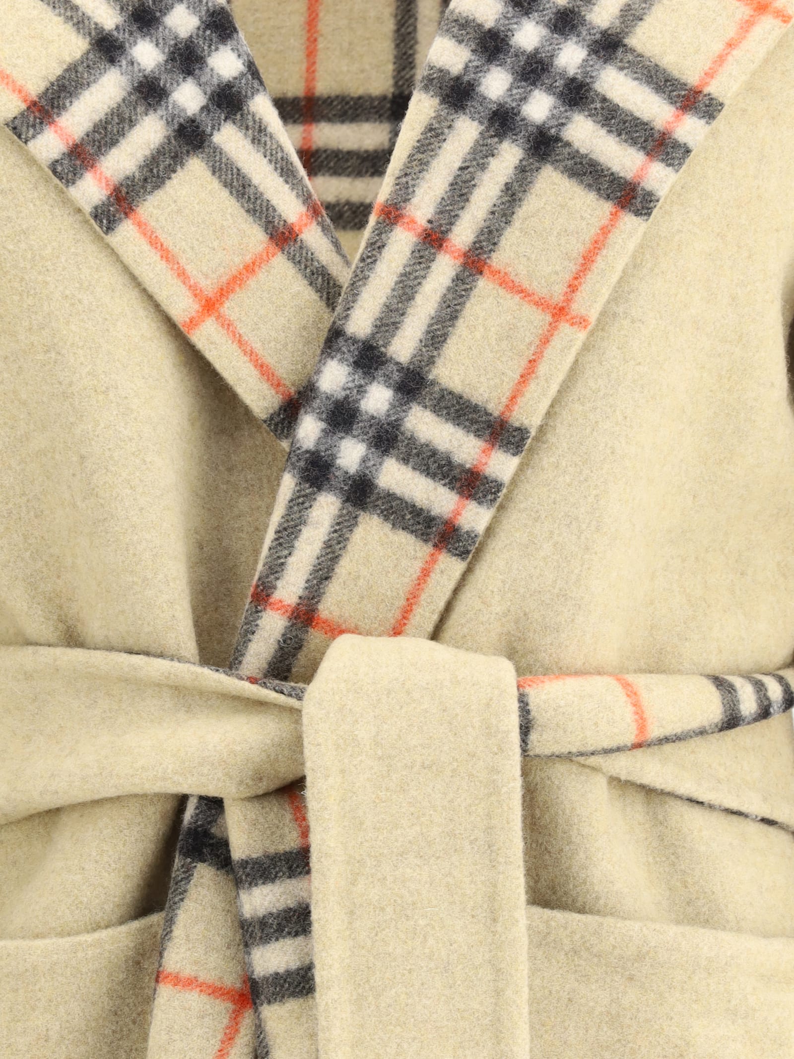 Burberry Reversible Wool Robe Coat In Neutral