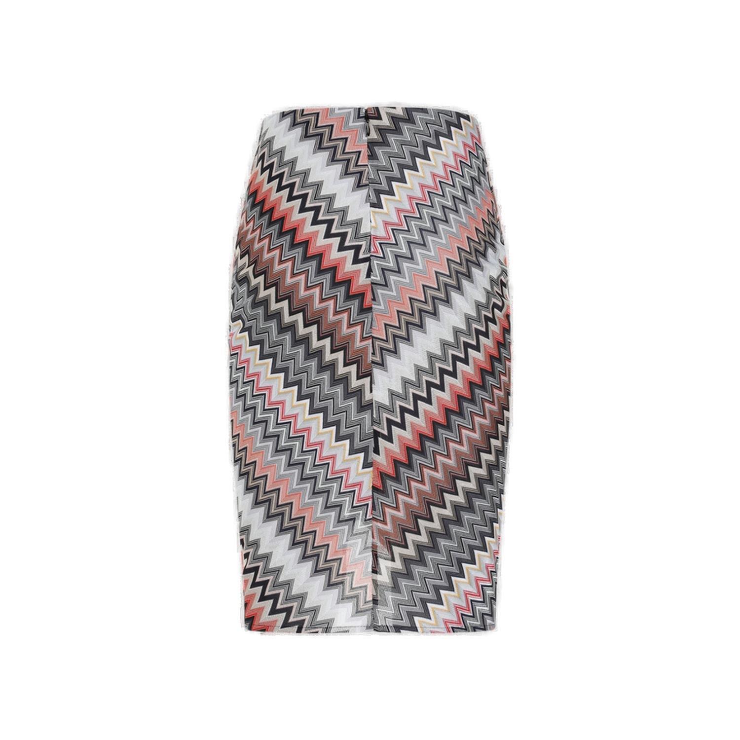 Shop Missoni Zigzag Printed Ruched-detail Midi Skirt In Multicolour