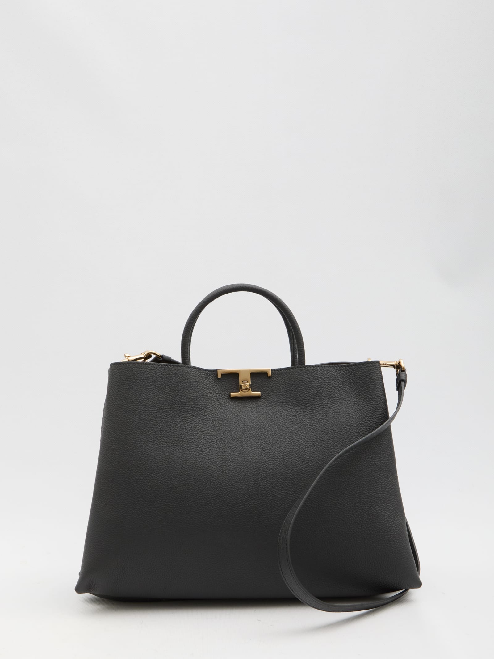 Shop Tod's T Timeless Medium Shopping Bag In Black