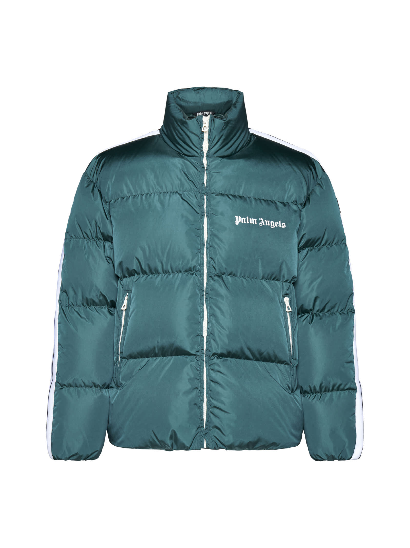 Palm Angels Green Classic Track Down Jacket In Green White