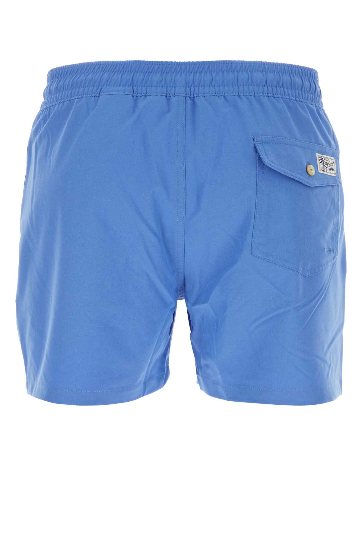 Shop Polo Ralph Lauren Air Force Blue Stretch Polyester Swimming Shorts In Newenglandblue
