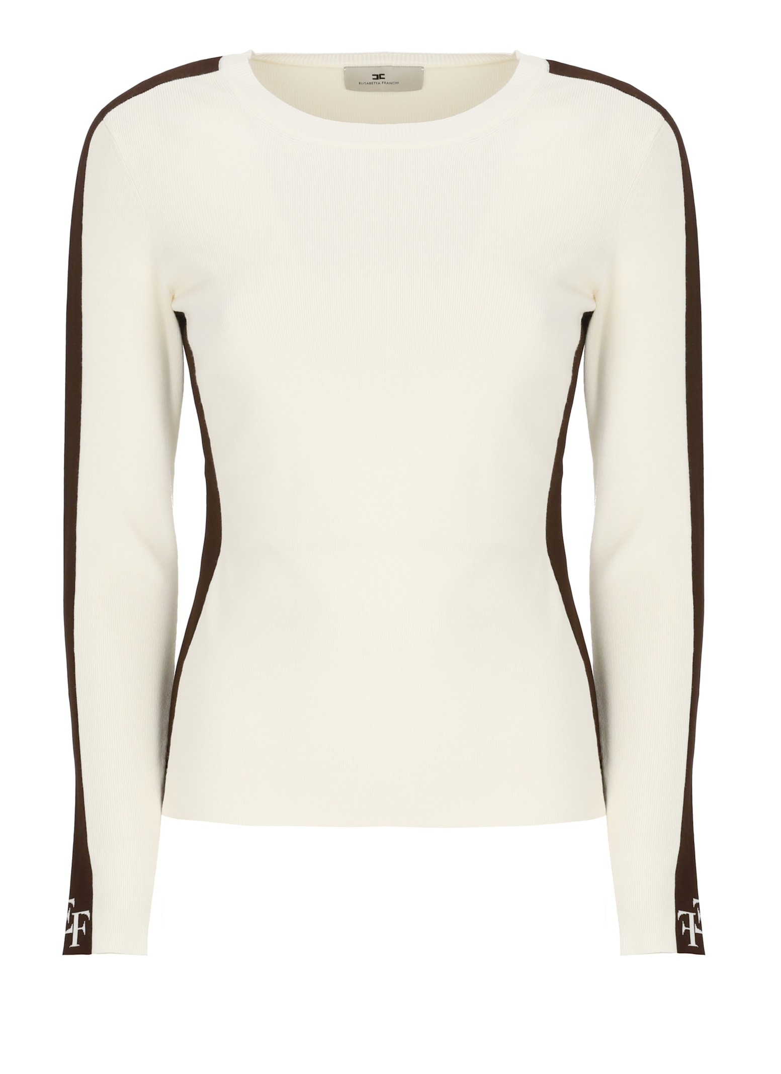 Elisabetta Franchi Sweater With Logo In Neutral