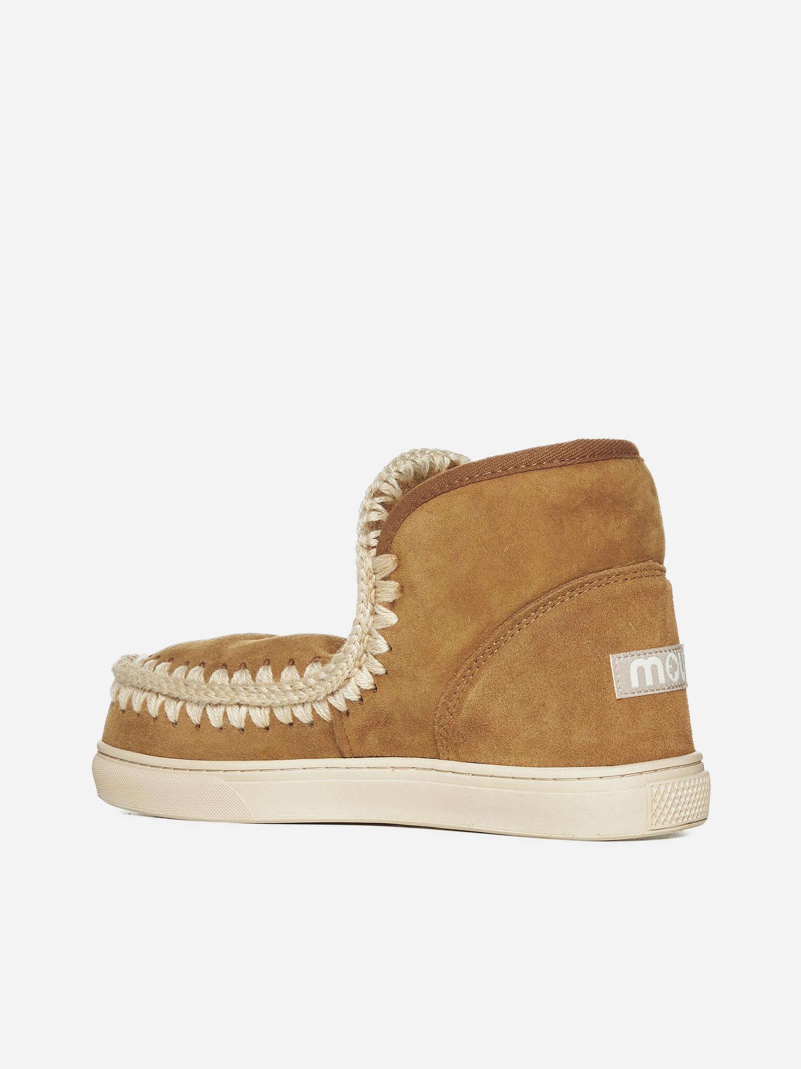 Shop Mou Eskimo Suede And Shearling Ankle Boots In Brown