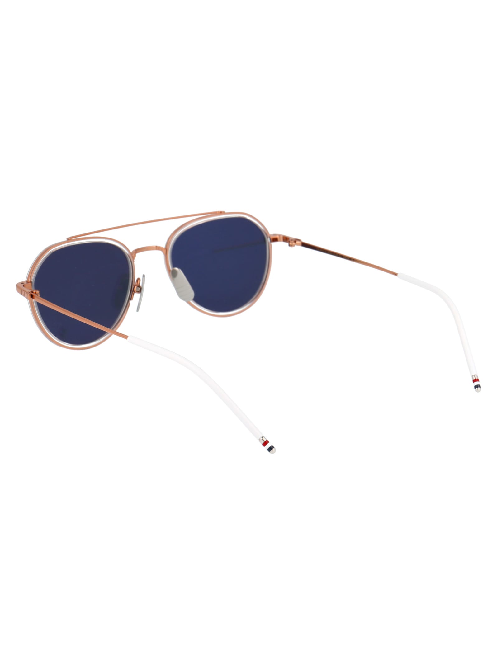Shop Thom Browne Tb-801 Sunglasses In Rose Gold - Crystal Clear W/ Dark Grey - Milky Gold Flash - Ar