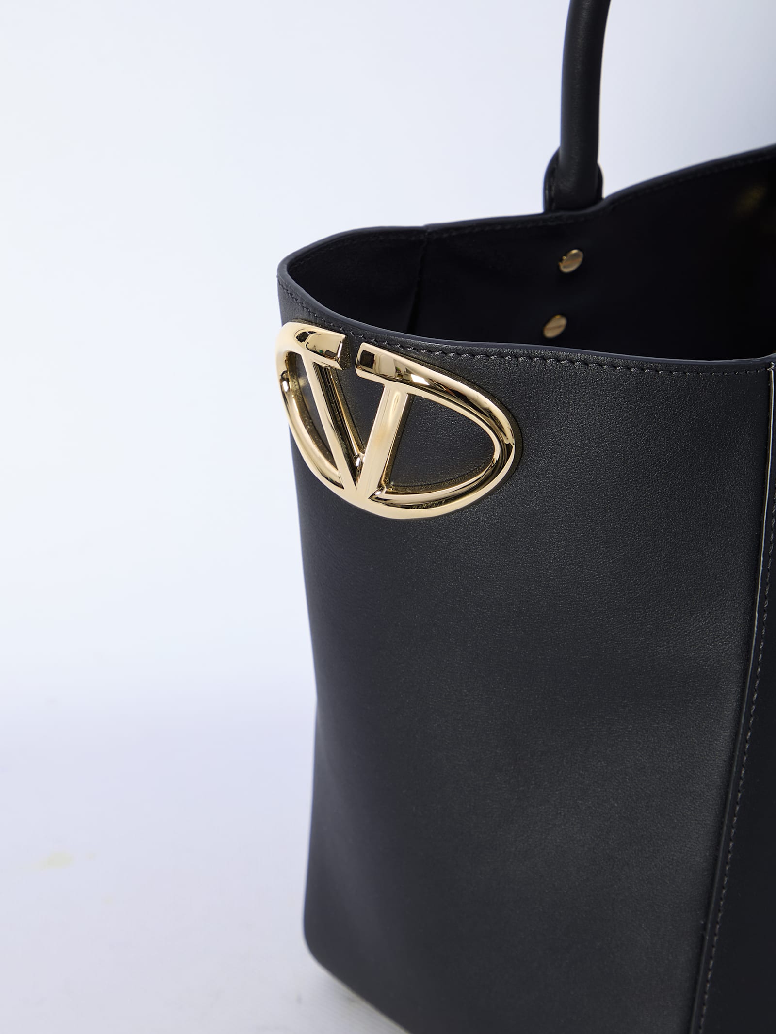 Shop Valentino Vlogo Side Shopping Bag In Black