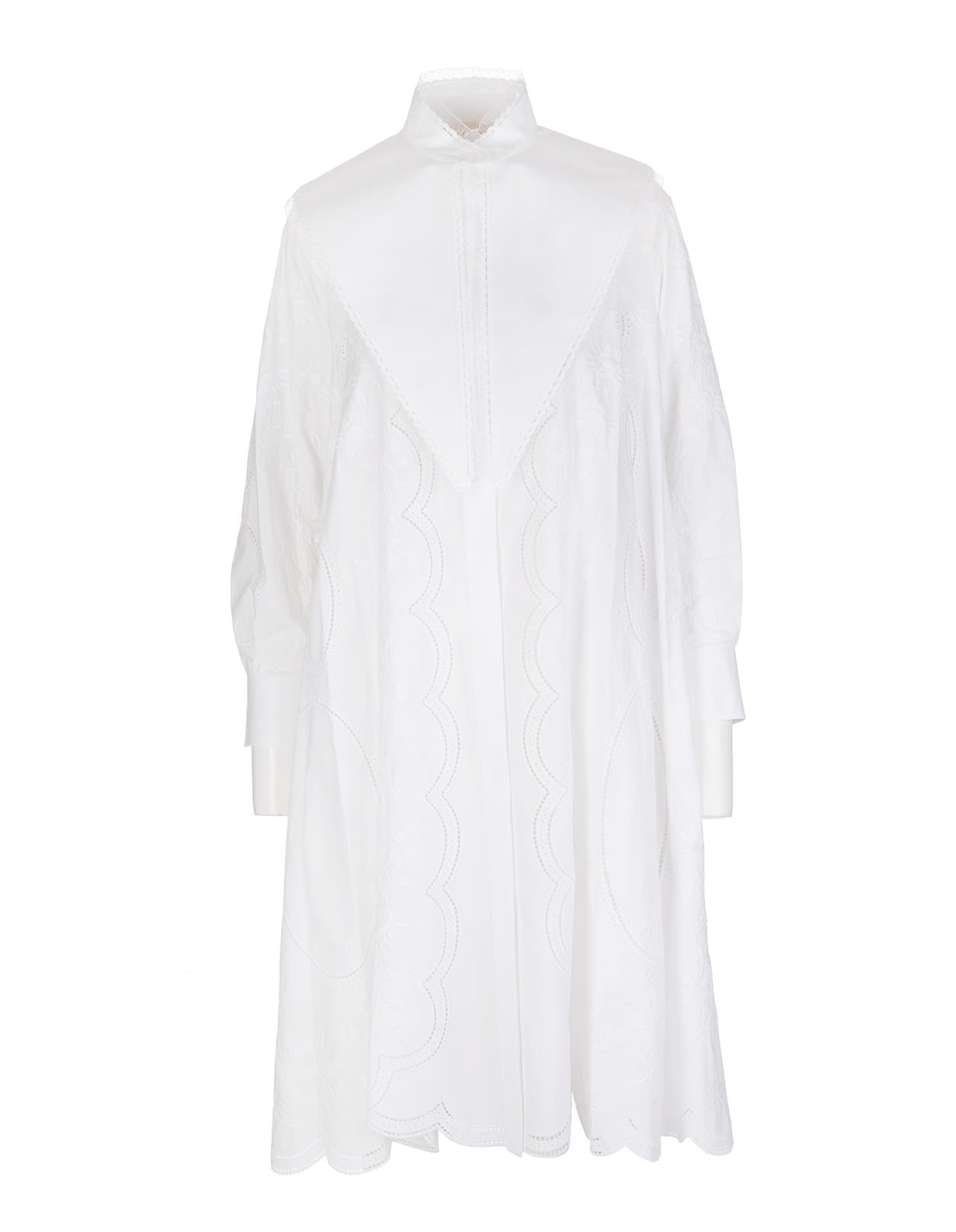 Tory Burch White Midi Dress In Embroidered Poplin