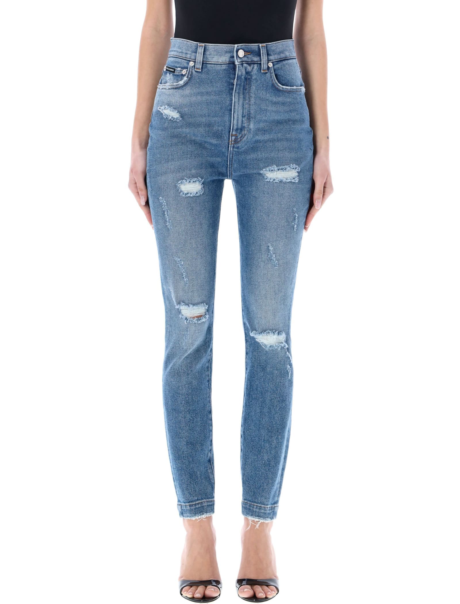 DOLCE & GABBANA GRACE JEANS WITH RIPPED DETAILS