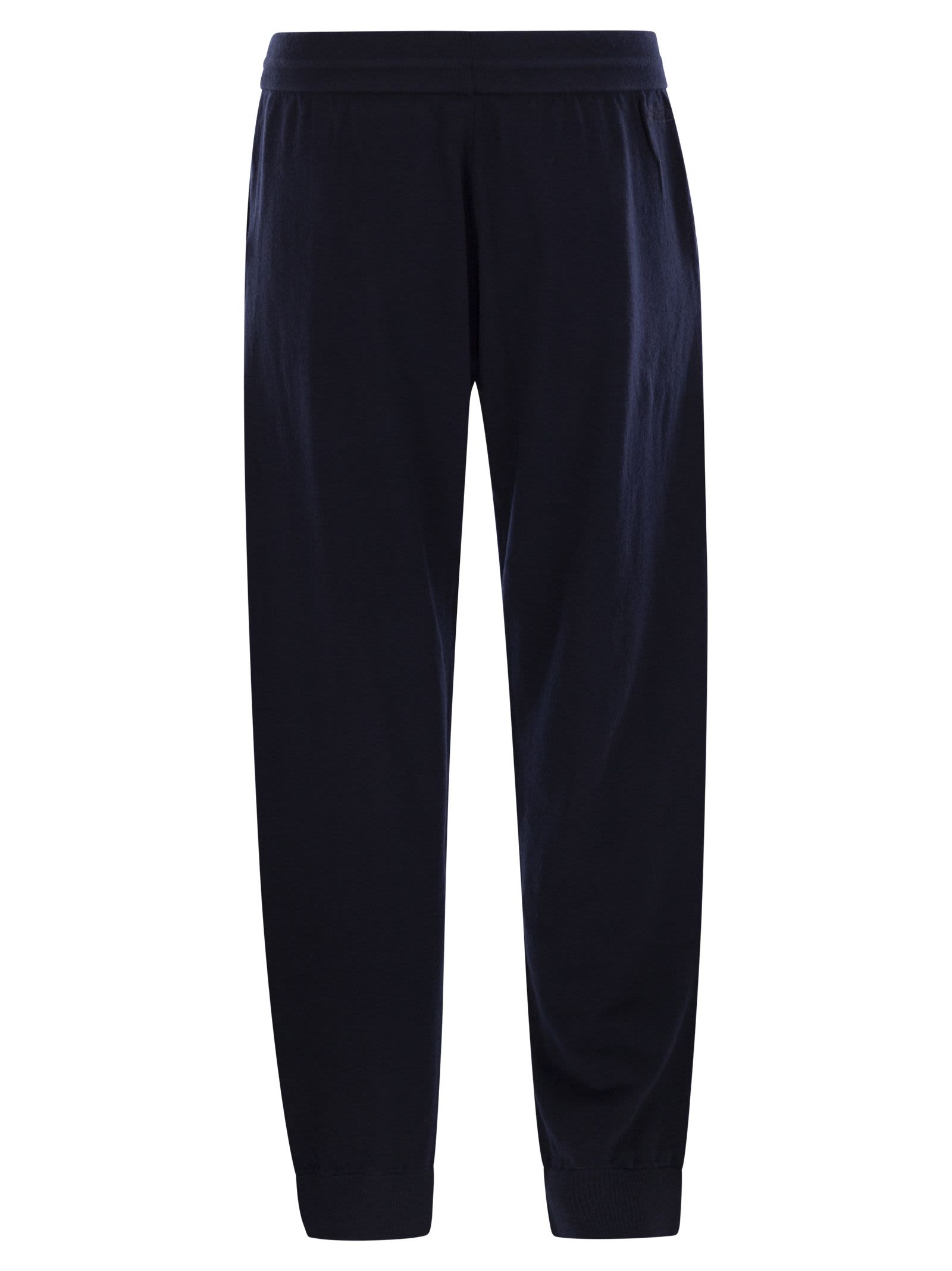 Mc2 Saint Barth Merino Wool Knitted Trousers In Blue