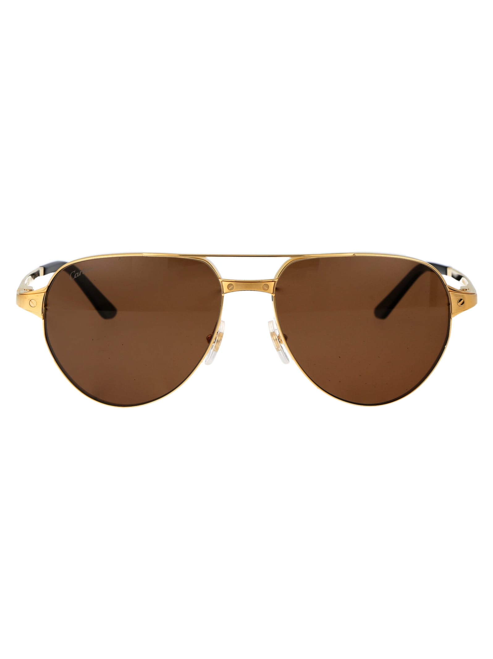 Shop Cartier Ct0425s Sunglasses In 003 Gold Gold Brown