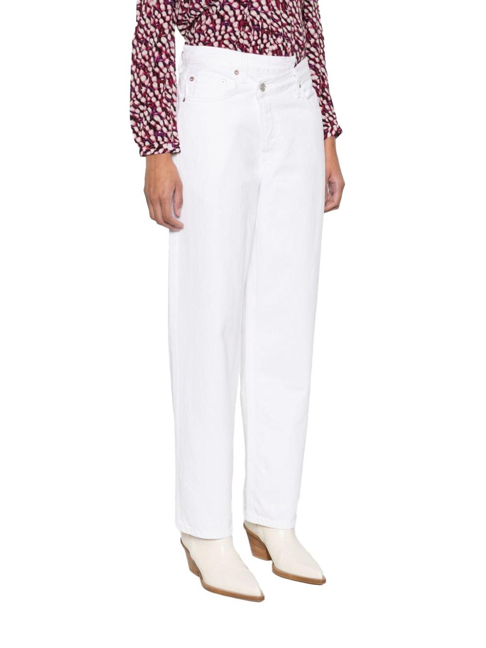 Shop Agolde Criss Cross Mid-rise Straight-leg Jeans In White