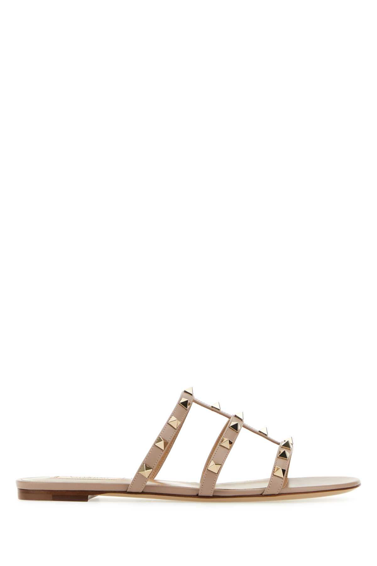 Antiqued Pink Leather Rockstud Slippers
