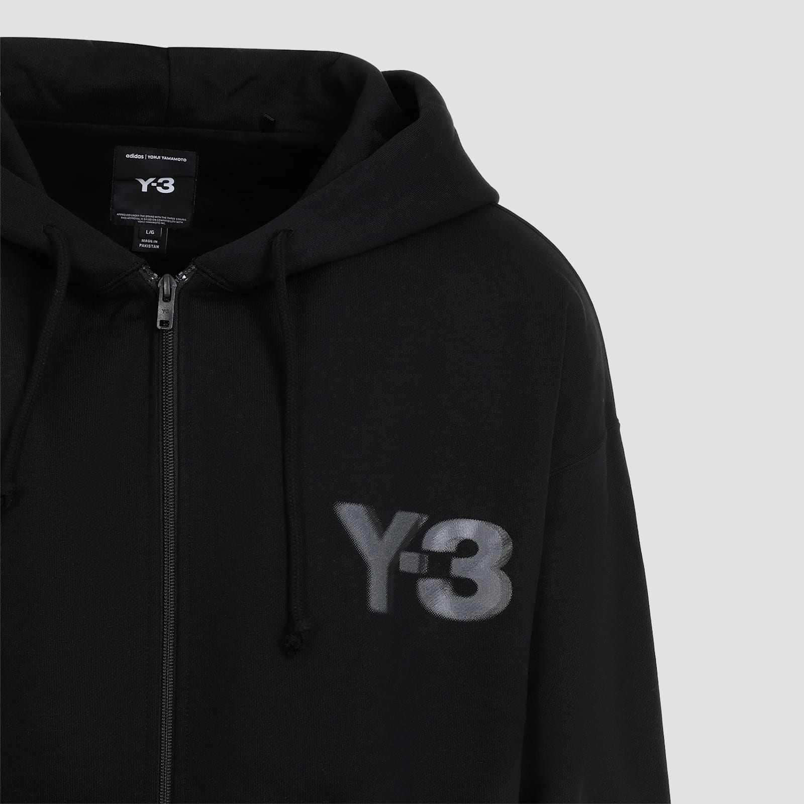 Shop Y-3 Logo Zip Hoodie In Black