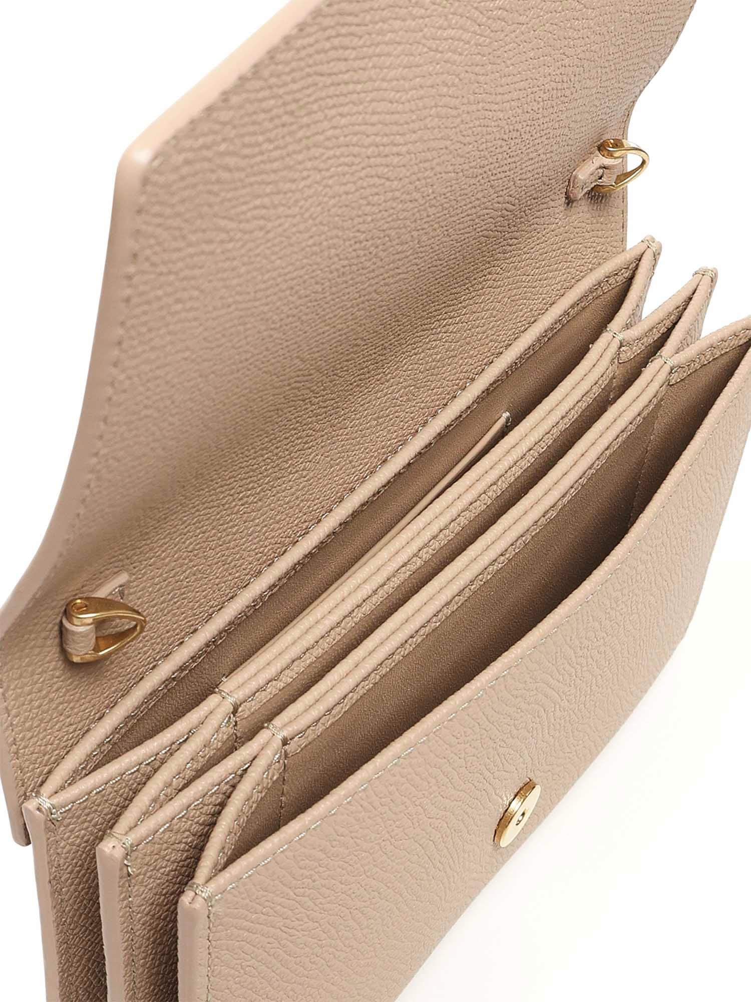 Valentino Vlogo Leather Wallet With Chain In Pink