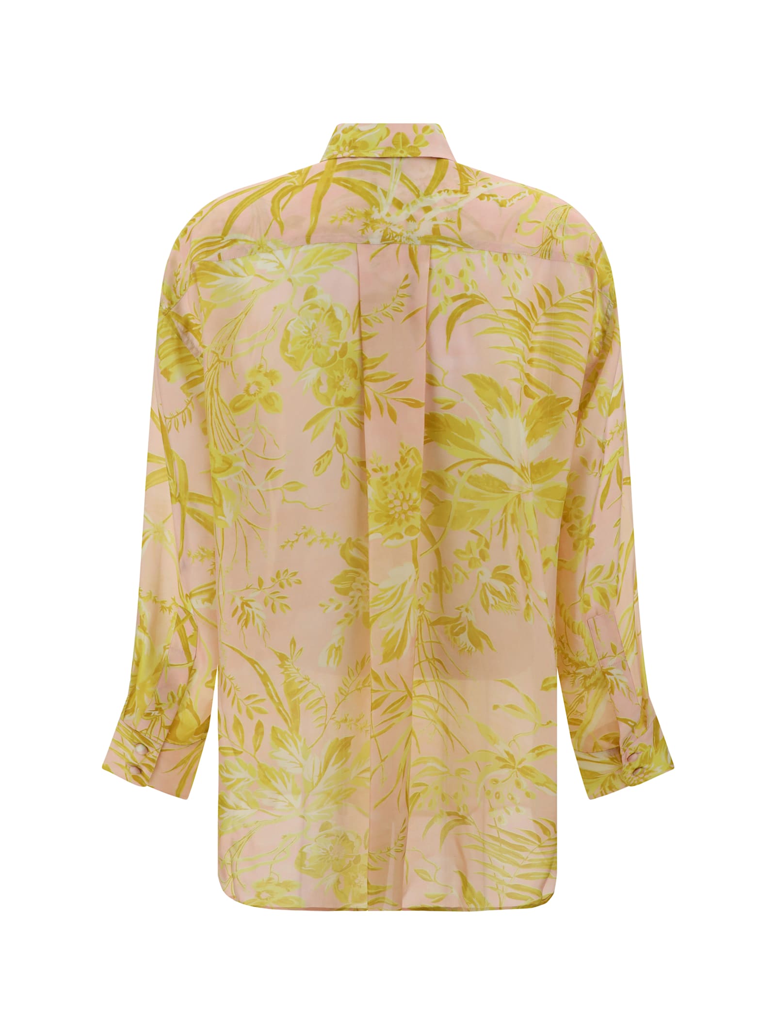 Shop Zimmermann Golden Relaxed Shirt In Pink/gold Floral